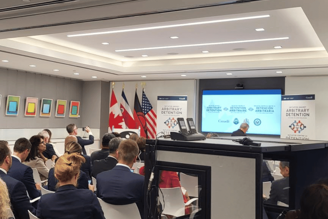 Global conference setup with real-time interpretation equipment for multilingual audience communication